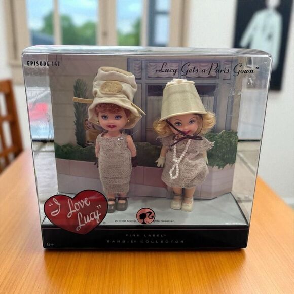 BARBIE I LOVE LUCY KELLY DOLLS LUCY GETS A PARIS GOWN PINK LABEL BARBIE NEW - Picture 1 of 5